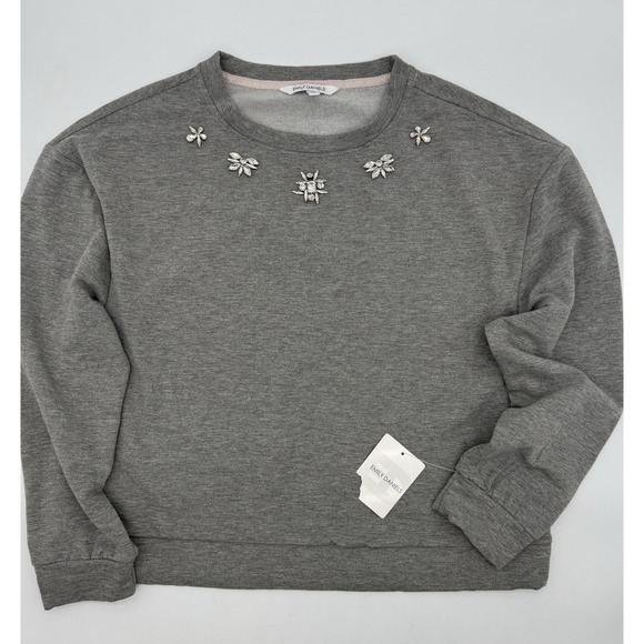 Emily Daniels Tops - NEW Emily Daniels Rhinestone Accent Gray Crewneck‎ Sweatshirt Women's Sz L NWT